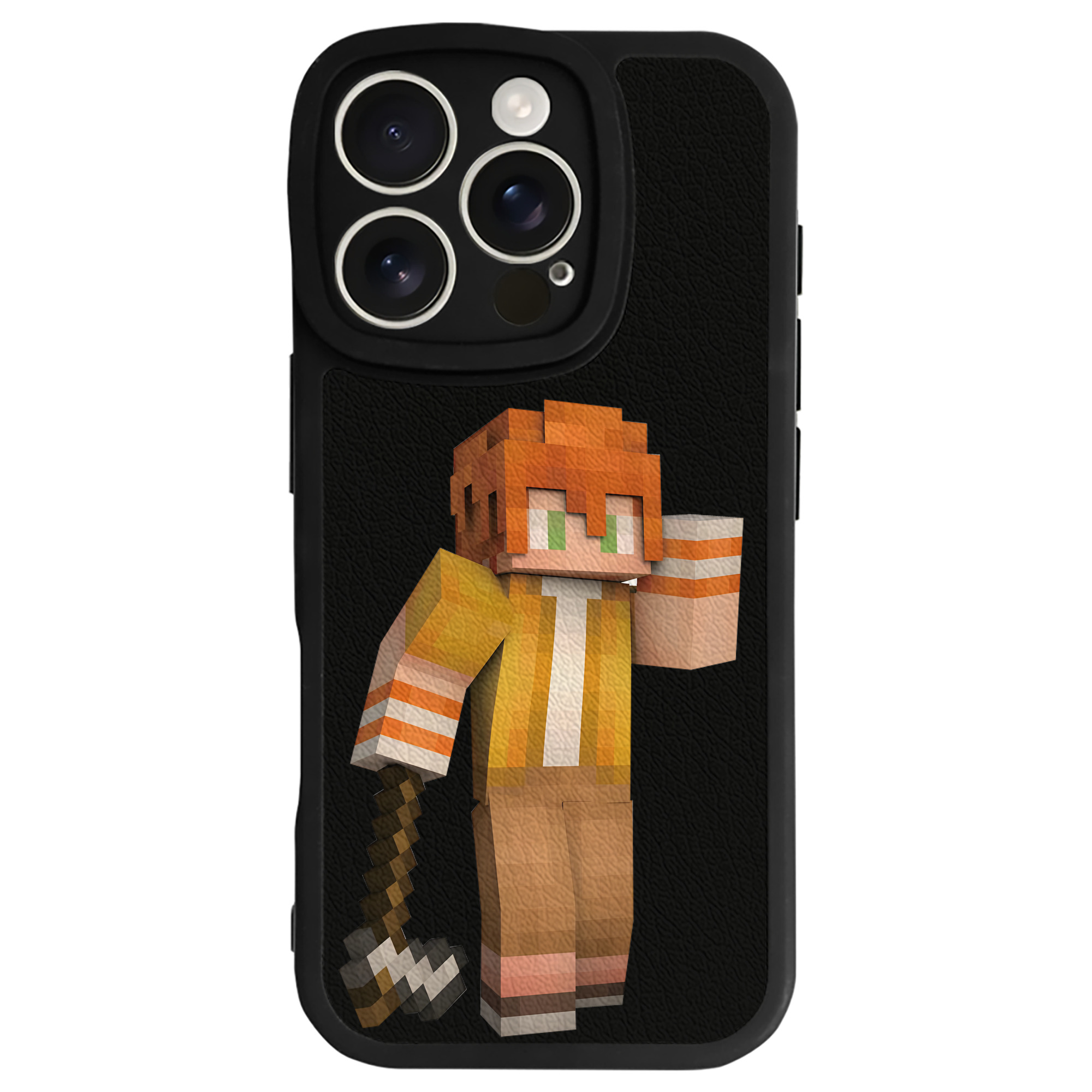 （画像用） マインクラフト ブロックの世界 Minecraft MC Block world 【iPhone 16シリーズ対応】シリコンスマホケース（レザー調） 材質：シリコン